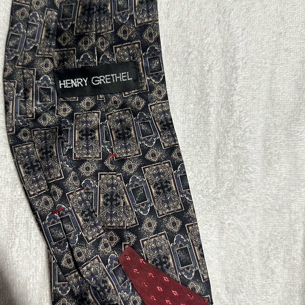 Henry Grethel Neck Tie Gray 100% Italian Silk